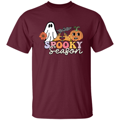 Spooky Season, Groovy Halloween, Boo And Bat Unisex T-Shirt