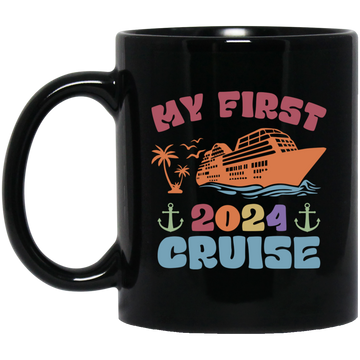 My First 2024 Cruise, Love Boat, Retro Cruise, 2024 Cruise Black Mug