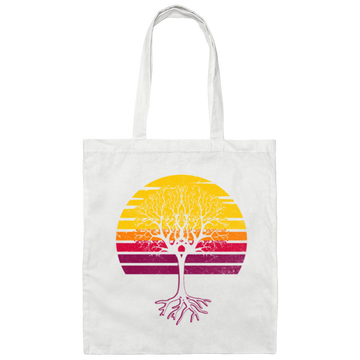 Retro Sun Tree, Earth Day, Arbor Day Canvas Tote Bag