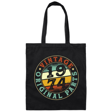 Vintage 1974, Retro 1974 Birthday Gift, Original Part 1974 Canvas Tote Bag