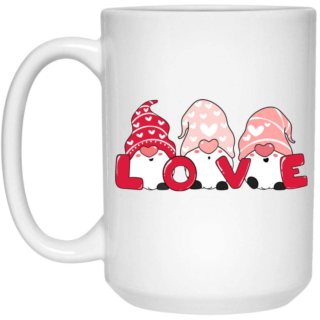 Cute Gnome, Set Of 3 Gnome, Love Gnome, My Love, Valentine's Day, Trendy Valentine White Mug