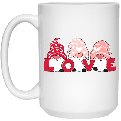 Cute Gnome, Set Of 3 Gnome, Love Gnome, My Love, Valentine's Day, Trendy Valentine White Mug