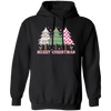 Pink Christmas, Christmas Tree, Pink Plaid Xmas Tree Christmas Pullover Hoodie