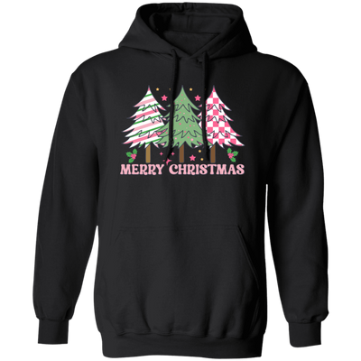 Pink Christmas, Christmas Tree, Pink Plaid Xmas Tree Christmas Pullover Hoodie