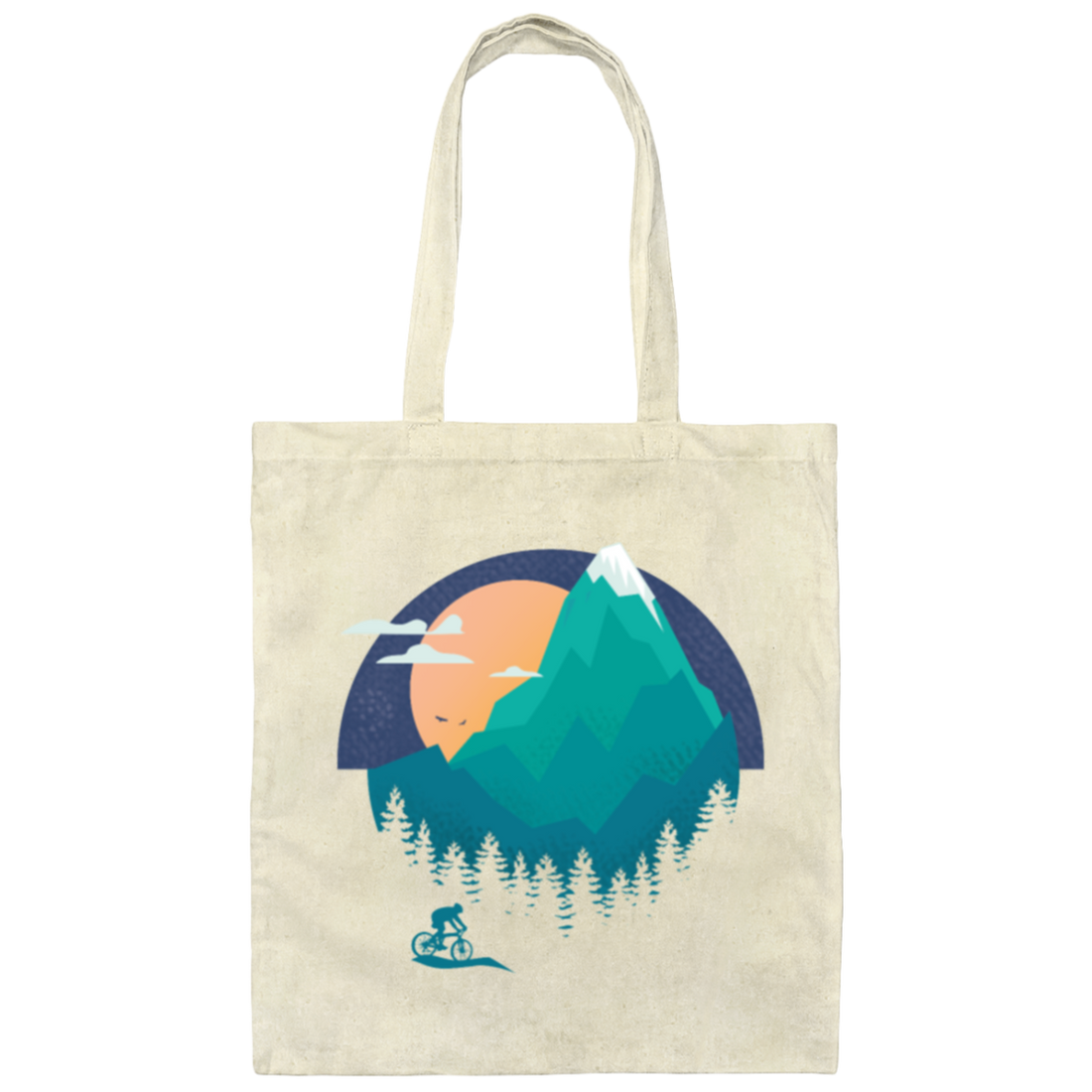 For The Real Adventure Lovers Rding Through Nature, Great Mountain Bike Design Canvas Tote Bag