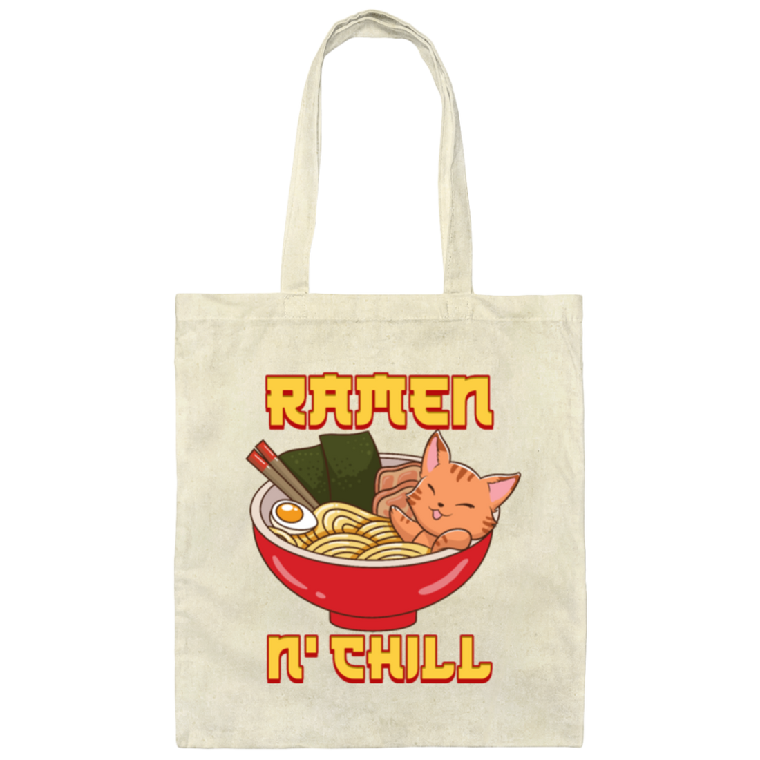 Ramen Cat Anime, Ramen Fan Gift Canvas Tote Bag