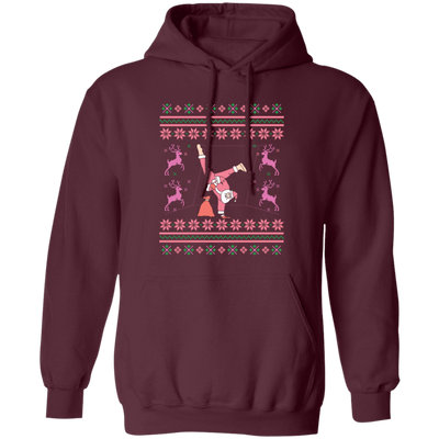 Pinky Santa, Hip Hop Santa, Santa Breakdance, Xmas Pattern, Merry Christmas, Trendy Christmas Pullover Hoodie