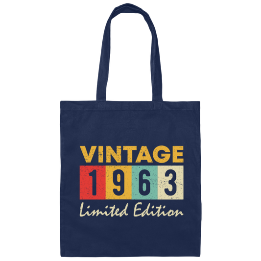 Vintage 1963 Gift, Born In 1963, Limited Edition Gift, 1963 Vintage Canvas Tote Bag