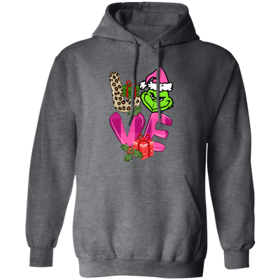 Love Grinch, Pink Grinch, Funny Love Grinch, Trendy Grinch, Merry Christmas, Trendy Christmas Pullover Hoodie