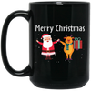 Merry Christmas, Funny Santa, Funny Reindeer, Winter Season Black Mug