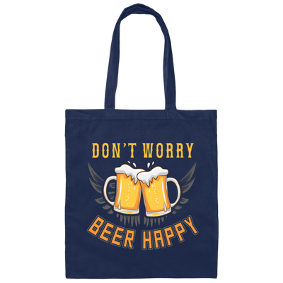 Don't Worry, Beer Happy, Cheer Up, Beer Retro Canvas Tote Bag