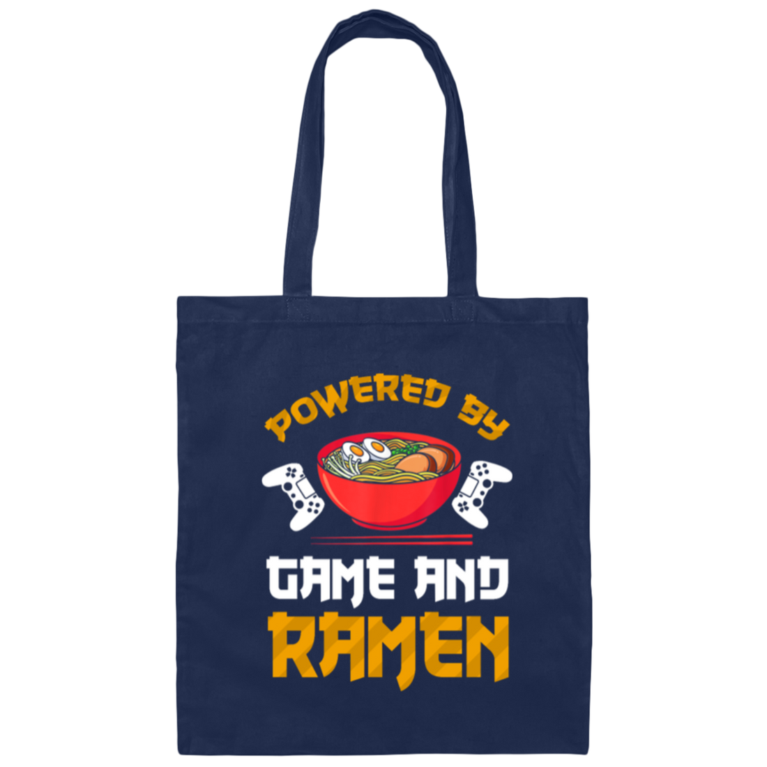 Power By Game And Ramen Anime, Retro Ramen gold Canvas Tote Bag
