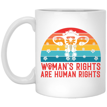 Woman's Rights Are Human Rights, Retro Woman Holiday White Mug