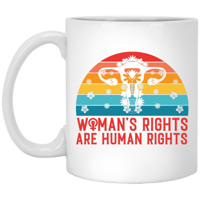 Woman's Rights Are Human Rights, Retro Woman Holiday White Mug