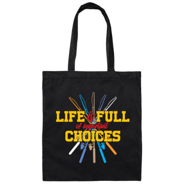 Life Is Full Of Important Choices Fishing Poles Retro Canvas Tote Bag