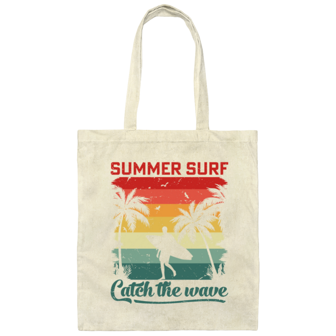 Surf Lover, Summer Surf, Catch The Wave, Retro Summer Gift, Surfing Love Gift Canvas Tote Bag