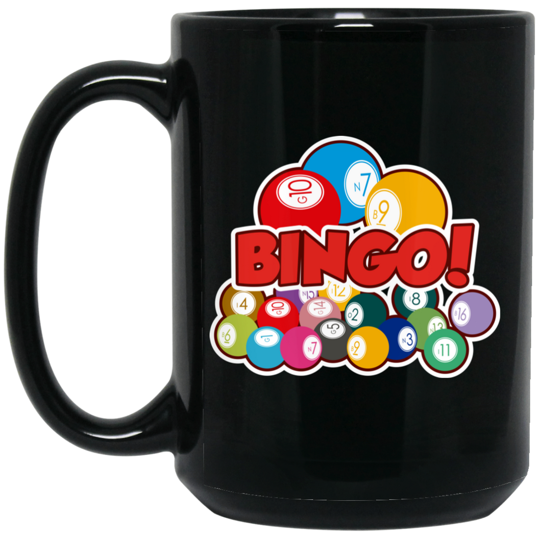 Many Balls, Love Bingo Balls, Bingo Gift, Bingo Balls Gift Black Mug