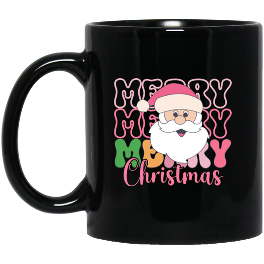 Merry Christmas, Santa Head, Funny Santa, Funny Xmas Black Mug