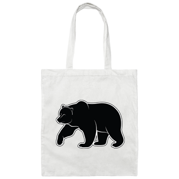 Bear Silhouette, Friendly Bear, Animal Silhouette Canvas Tote Bag