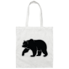 Bear Silhouette, Friendly Bear, Animal Silhouette Canvas Tote Bag