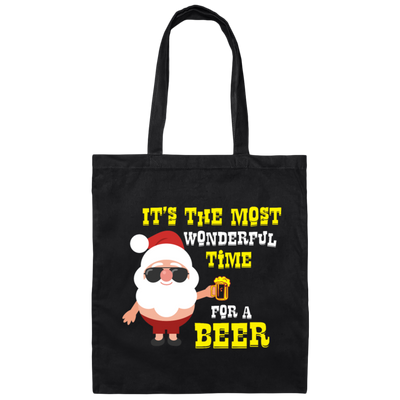 Funny Christmas Santa, Santa Drinking Beer Canvas Tote Bag