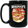 Cute Japanese Noodle Gift, Funny Anime Gift, Kawaii Powered By Ramen Black Mug