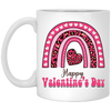 Happy Valentine's Day, Pink Rainbow, Leopard Valentine, Valentine's Day, Trendy Valentine White Mug