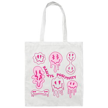 Radiate Positivity, Groovy Smile Face, Radiate Positivity Energy Canvas Tote Bag