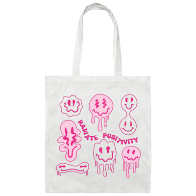 Radiate Positivity, Groovy Smile Face, Radiate Positivity Energy Canvas Tote Bag