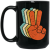 Peace Sign, Retro Peace Sign, Love Peace, Say Hi Black Mug