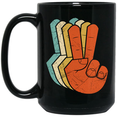 Peace Sign, Retro Peace Sign, Love Peace, Say Hi Black Mug