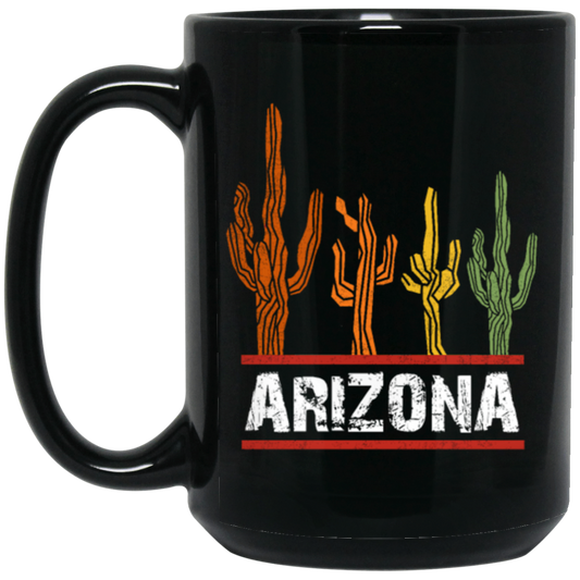 Arizona US State, Cactus Retro, Love Cactus, Best Of Cactus, Love Arizona Black Mug