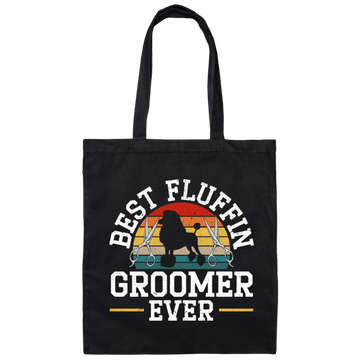 Retro Dog Love, Best Fluffin Groomer Ever, Flufifn Vintage Love Gift Canvas Tote Bag