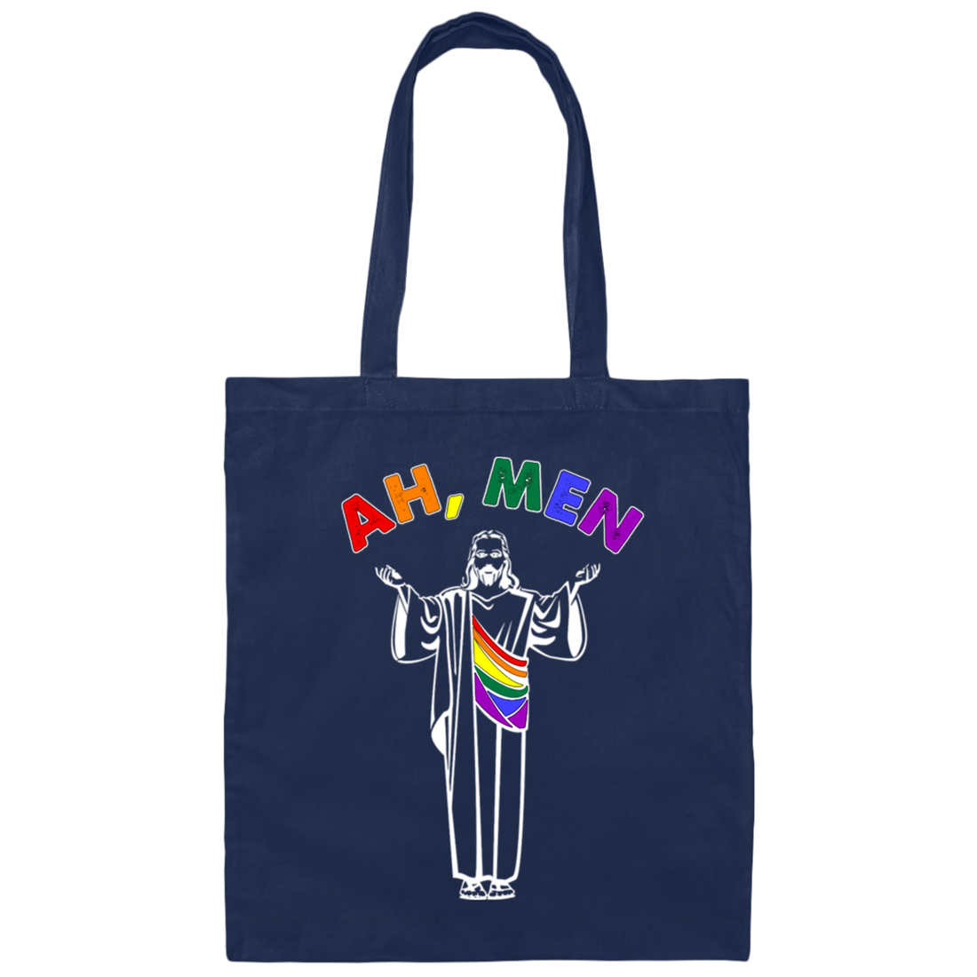 Jesus And LGBT, Ah Men, Funny Jesus, Gay Gift, Best For Gay Canvas Tote Bag