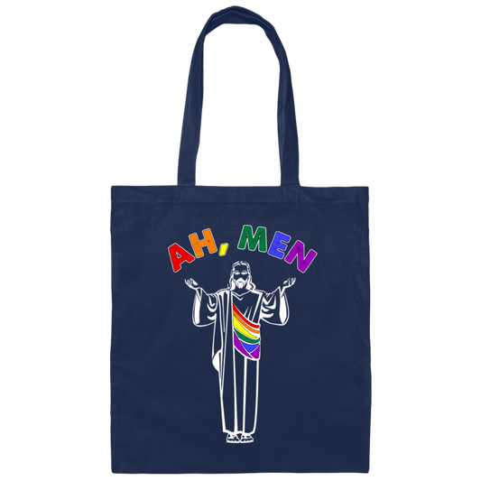 Jesus And LGBT, Ah Men, Funny Jesus, Gay Gift, Best For Gay Canvas Tote Bag