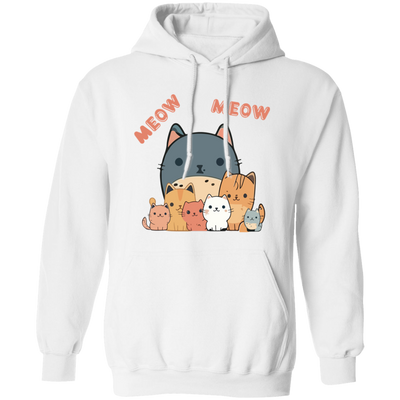 Cute Meow, Cat Lover, Cute Cat, Bundle Of Kitten, Cat Family Pullover Hoodie