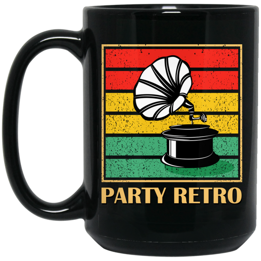 Retro Grammophone, Party Retro, Retro Music Black Mug