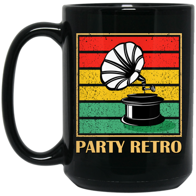 Retro Grammophone, Party Retro, Retro Music Black Mug