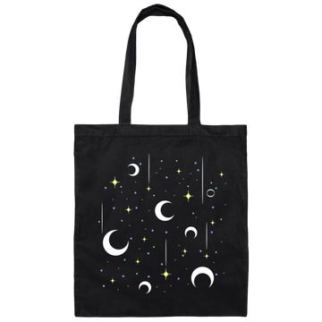 Sky With Full Of Moon And Stars, Full Stars Sky Canvas Tote Bag