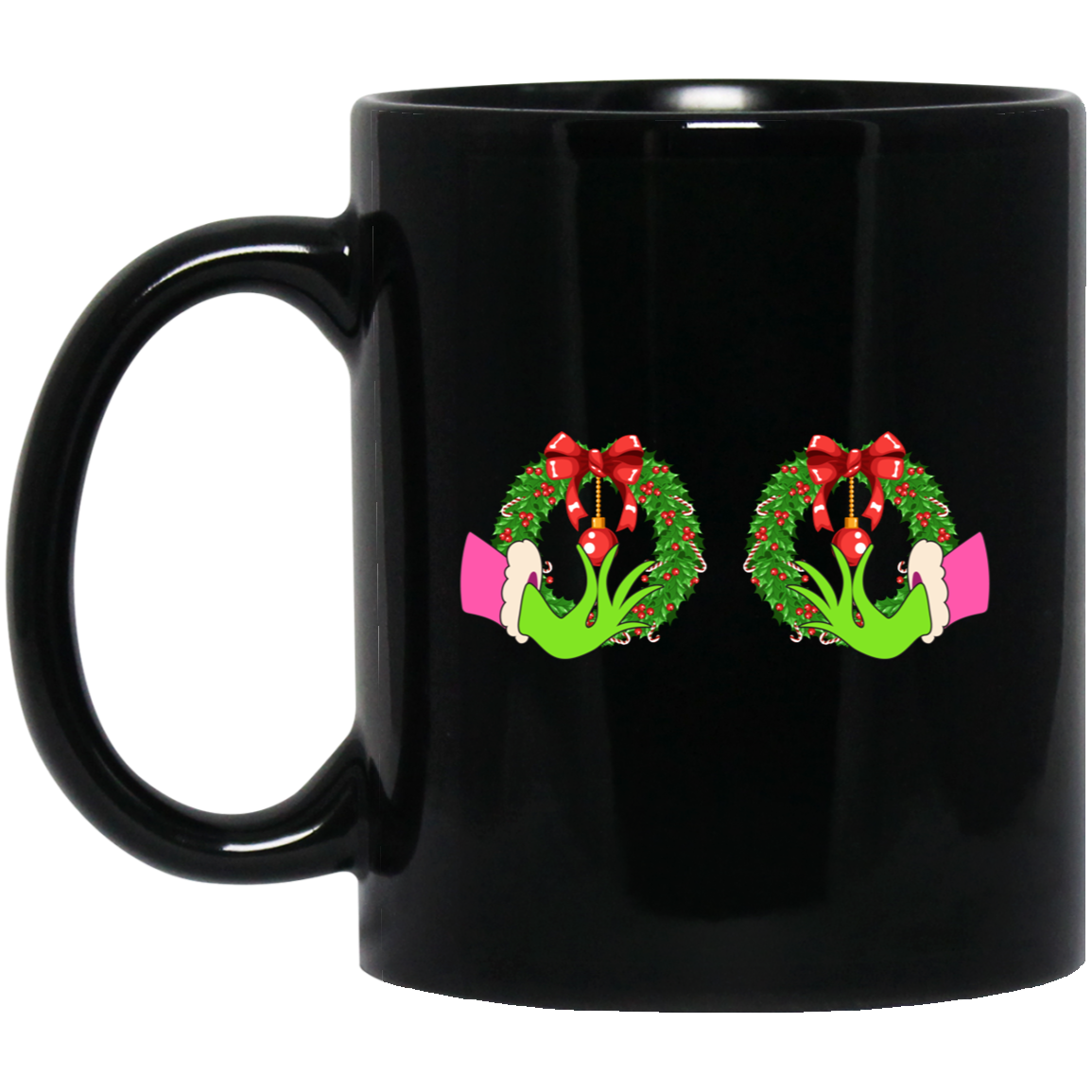 Funny Christmas, Grinch's Hands On The Boobs, Merry Titsmas, Merry Christmas, Trendy Chrismas Black Mug