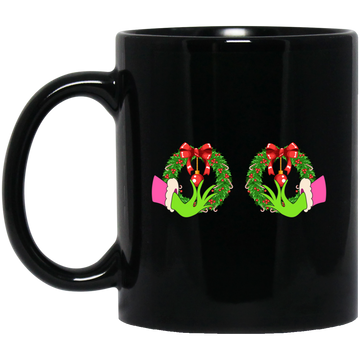 Funny Christmas, Grinch's Hands On The Boobs, Merry Titsmas, Merry Christmas, Trendy Chrismas Black Mug