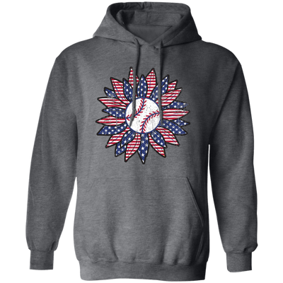 American Baseball, Sunflower Baseball, Leopard Sunflower-2 Pullover Hoodie