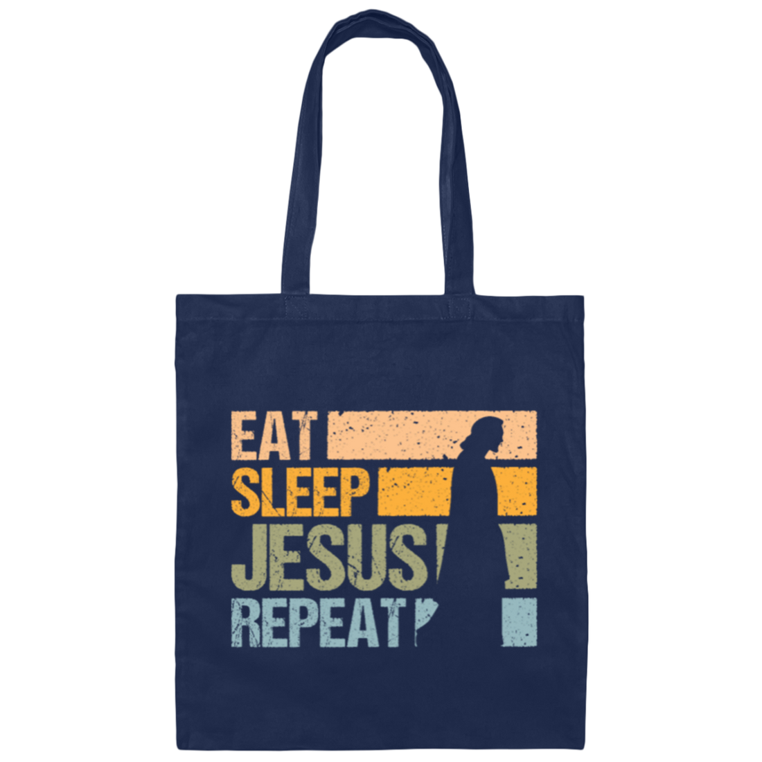 Love Jesus Eat Sleep Jesus Repeat God Faith Christian Retro Gift Canvas Tote Bag