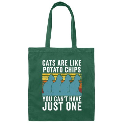 Cats Are Like Potato Chips, You Cannot Have Just One, Retro Cat Lover Canvas Tote Bag