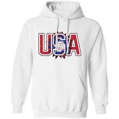 USA Flag, American Sunflower, Retro American Flower Pullover Hoodie