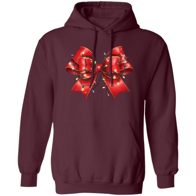 Red Bow, Christmas Light, Love Xmas, Bling Christmas Christmas Pullover Hoodie