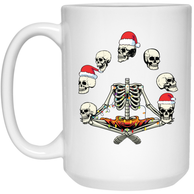 Happy Halloween, Funny Halloween, Skeleton Play With Skulls, Merry Christmas, Trendy Christmas White Mug