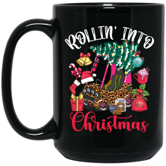 Rollin Into Christmas Little Tikes, Love Xmas Season, Christmas Gift Black Mug