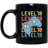 Gamer, Level 18 Up, 18th Birthday, Play Station, Game Player Black Mug