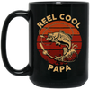 Cool Papa Love Fishing, Ocean Papa, Retro Gift For Papa, Love Fishing Black Mug